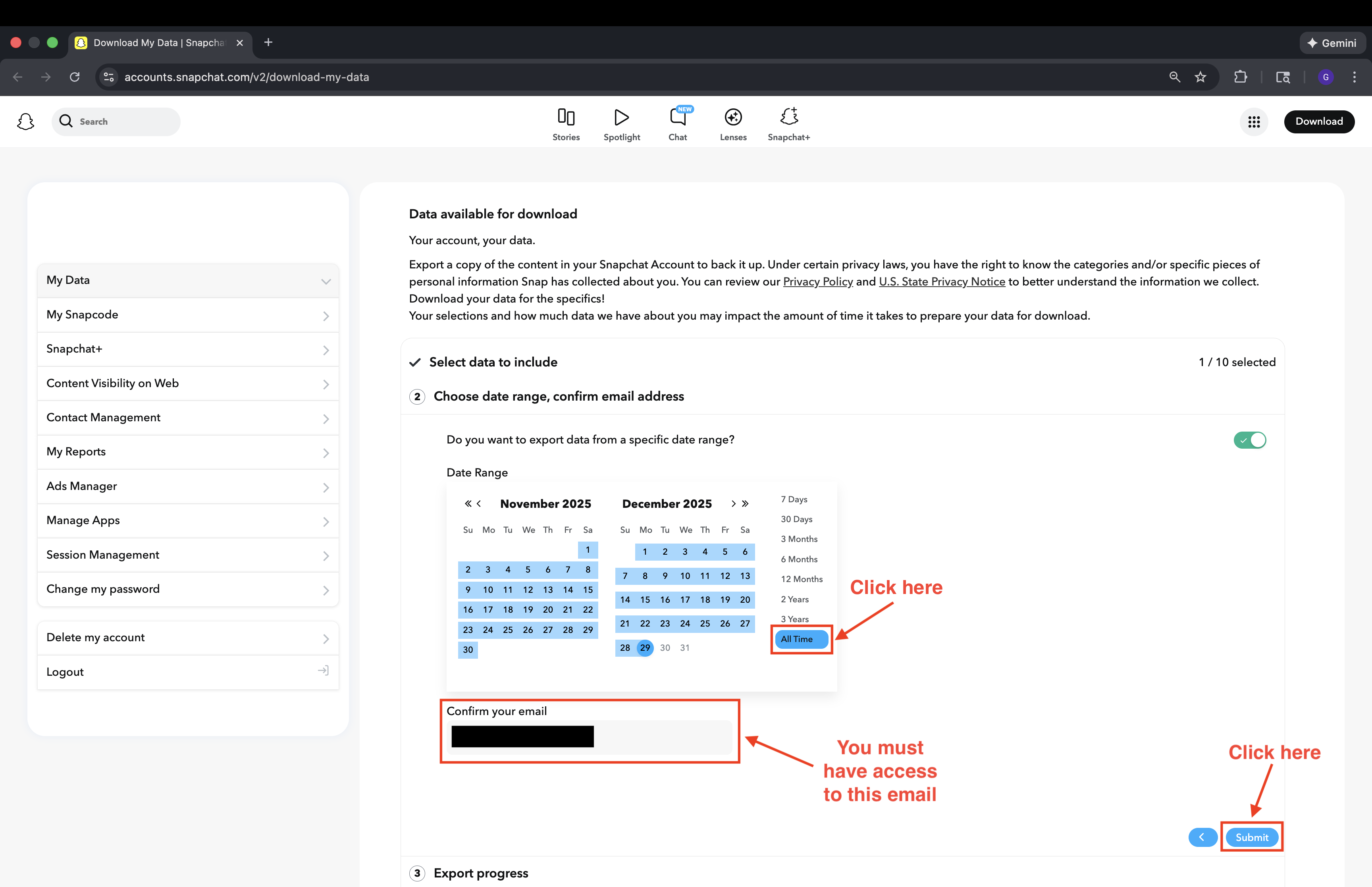 Choose All Time date range